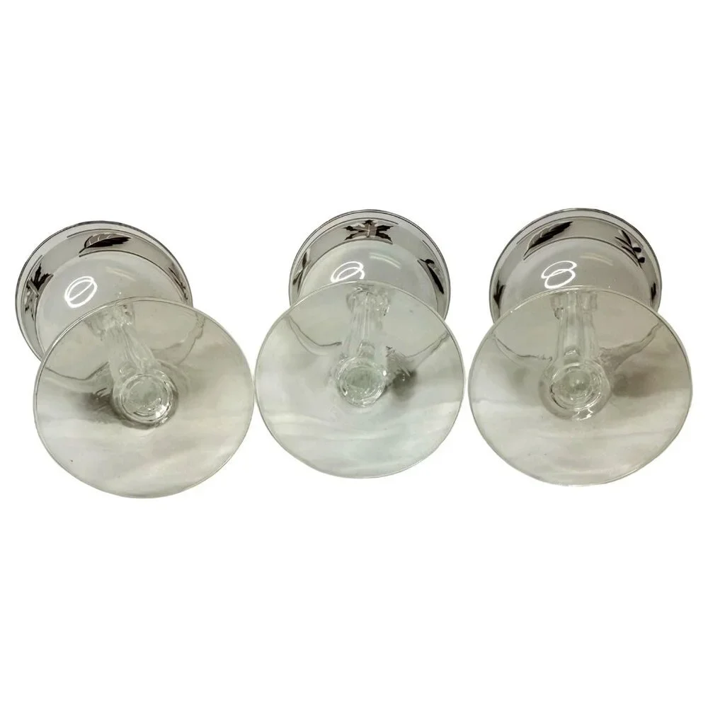 3 Vintage Libbey Silver Leaf Frosted Liquor Coctail Glasses Set 5‎ Inch